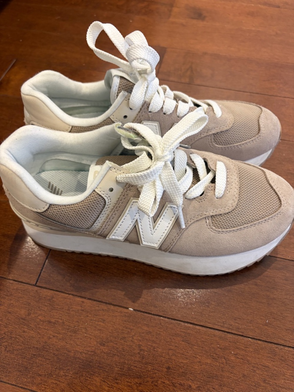 New Balance Beige and white 574 sneakers